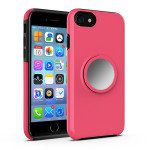 Wholesale iPhone 8 / 7 / 6S / 6 Glossy Pop Up Hybrid Case with Metal Plate (Hot Pink)